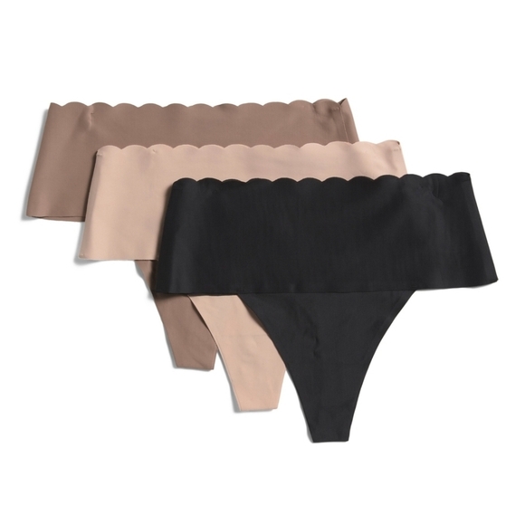 🔹️FIT🔹️ 3 Pack Scalloped Edge Desire High waist Thong Panties - Picture 1 of 3